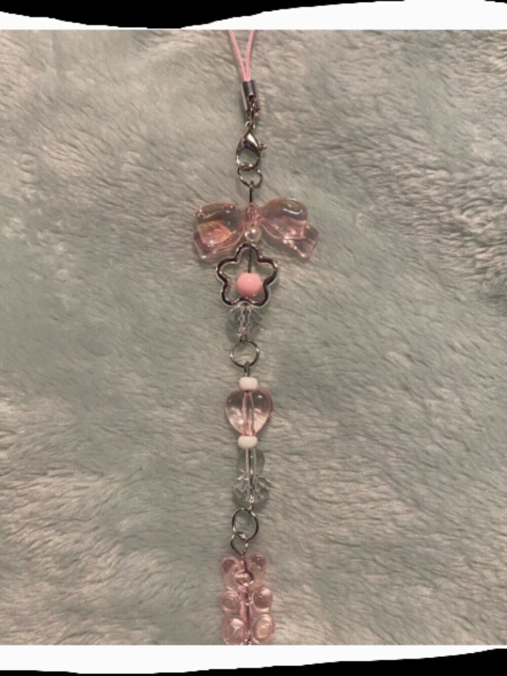 Pink bow Beaded Charm